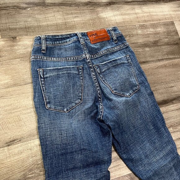 One By One Teaspoon High Waist Freebird II Distressed Skinny Jeans Blue Size 24 - Picture 5 of 10